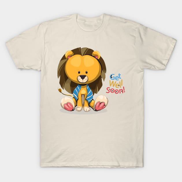 Get Well Soon Cute Lion T-Shirt by Mako Design 